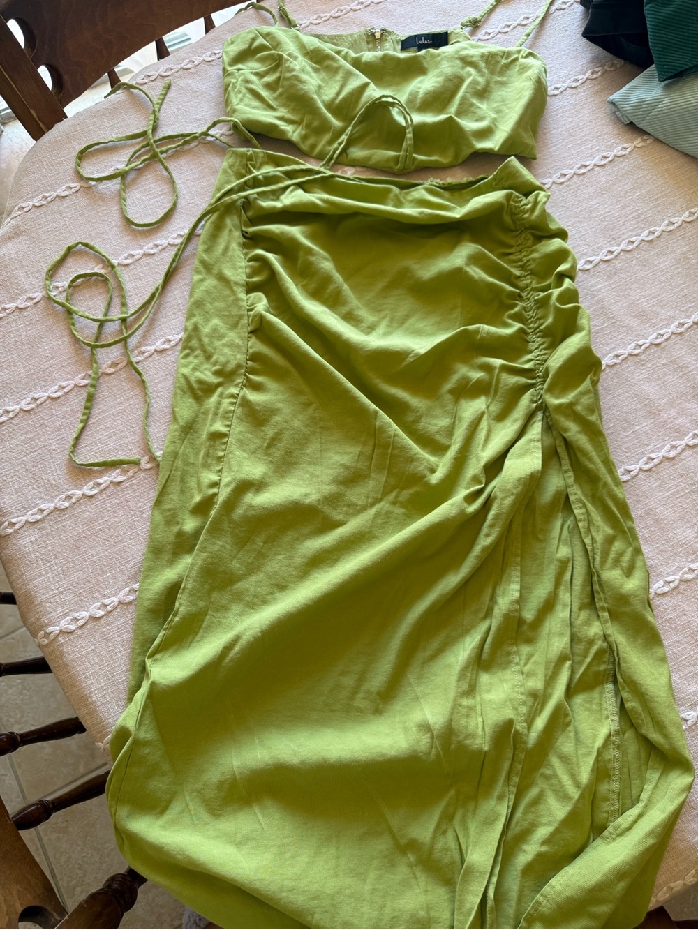 Lulus green top and skirt combo set